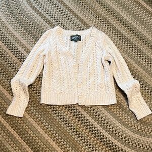 American Eagle Outfitters Cream Cable Knit Cardigan